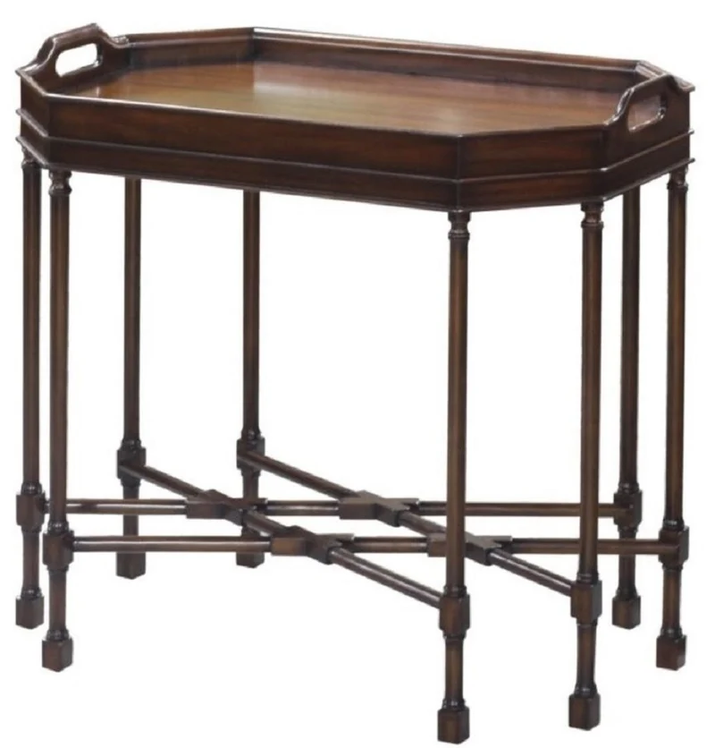 Casa Padrino Luxus Couchtisch / Serviertisch Dunkelbraun 66 x 41 x H. 62 cm - Mahagoni Wohnzimmertisch mit abnehmbarem Tablett