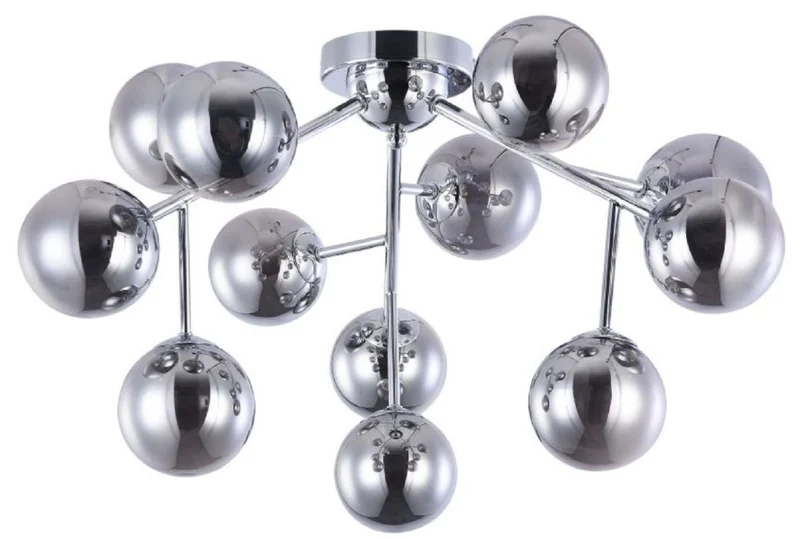 Casa Padrino Wohnzimmer Deckenleuchte Silber Ø 60 x H. 20 cm - Deckenlampe mit kugelförmigen Lampenschirmen