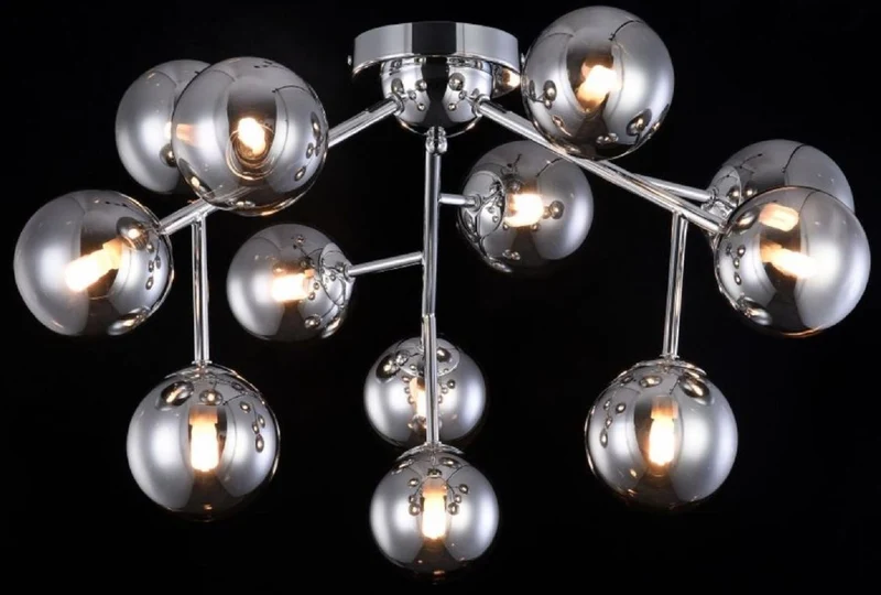 Casa Padrino Wohnzimmer Deckenleuchte Silber Ø 60 x H. 20 cm - Deckenlampe mit kugelförmigen Lampenschirmen
