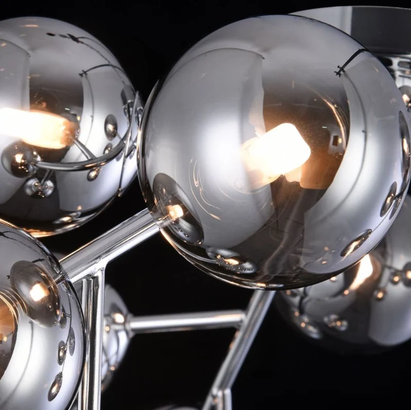 Casa Padrino Wohnzimmer Deckenleuchte Silber Ø 60 x H. 20 cm - Deckenlampe mit kugelförmigen Lampenschirmen