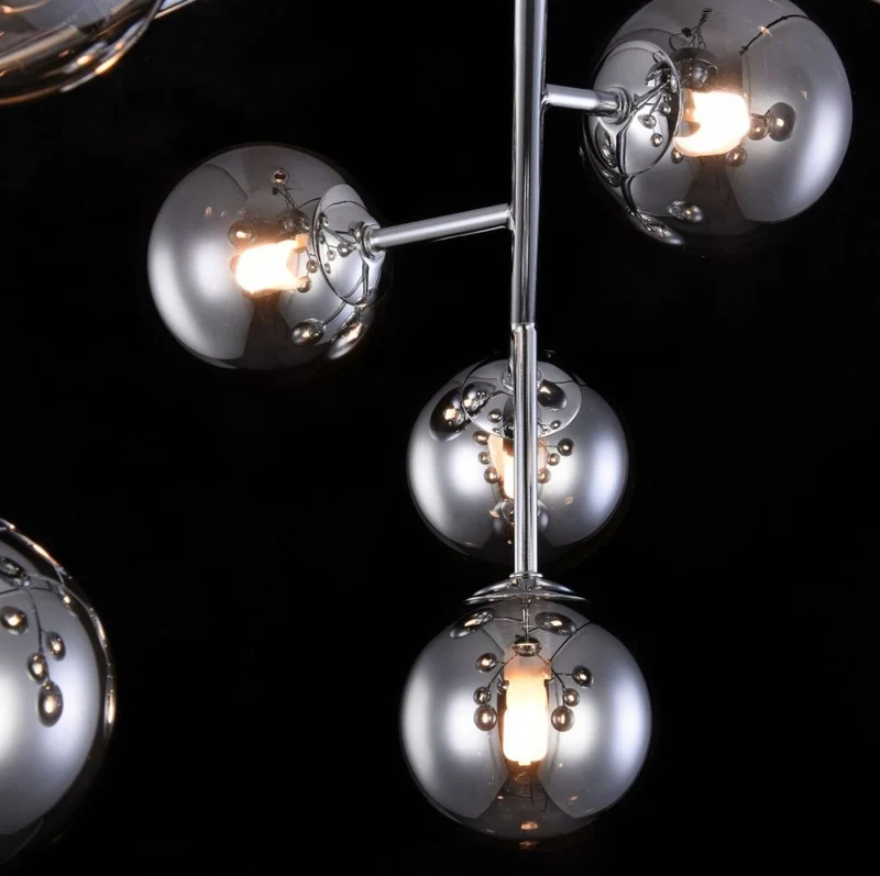 Casa Padrino Wohnzimmer Deckenleuchte Silber Ø 60 x H. 20 cm - Deckenlampe mit kugelförmigen Lampenschirmen