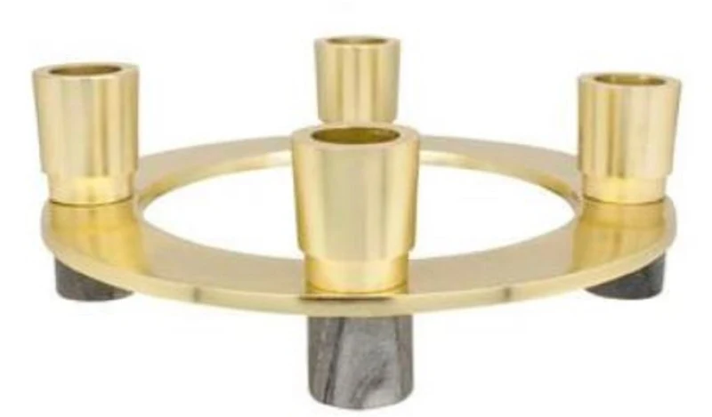 Casa Padrino Luxus Kerzenhalter Gold / Grau Ø 20 x H. 6,5 cm - Hotel & Restaurant Deko