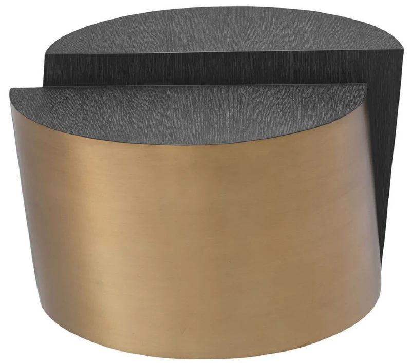 Casa Padrino Designer Beistelltisch Anthrazitgrau / Messingfarben Ø 60 x H. 42,5 cm - Designer Wohnzimmer Möbel - Luxus Qualität