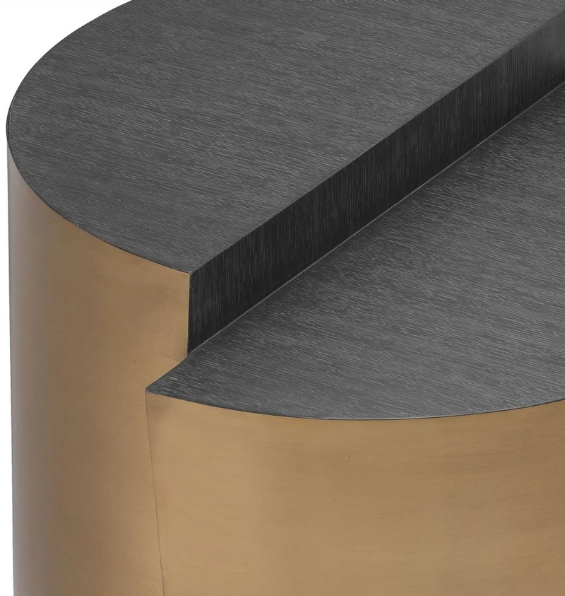 Casa Padrino Designer Beistelltisch Anthrazitgrau / Messingfarben Ø 60 x H. 42,5 cm - Designer Wohnzimmer Möbel - Luxus Qualität