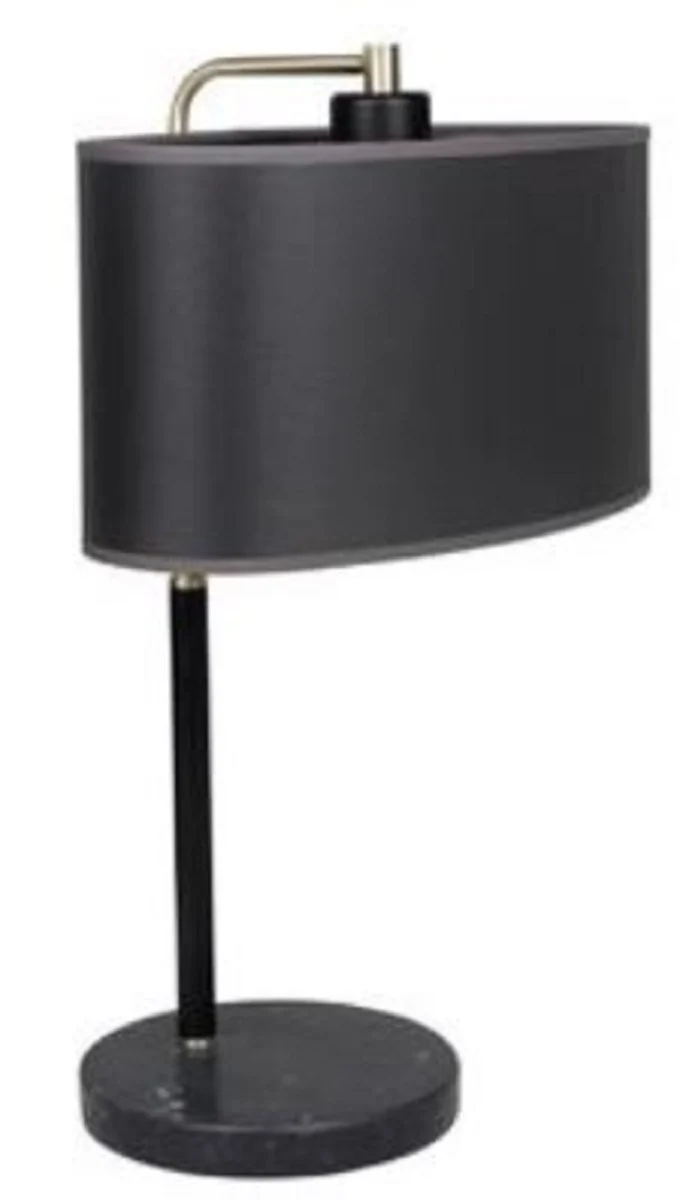 Casa Padrino Luxus Tischleuchte Schwarz / Grau / Silber 18 x 18 x H. 50 cm - Luxus Qualität