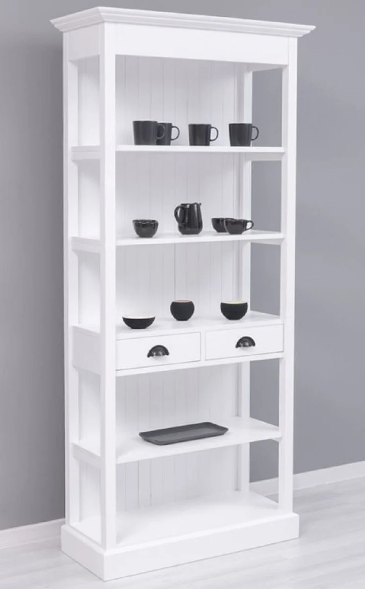 Casa Padrino Landhausstil Schrank Weiß 91 x 39 x H. 197 cm - Landhausstil Esszimmer Schrank - Massivholz Möbel - Landhausstil Shabby Chic Möbel