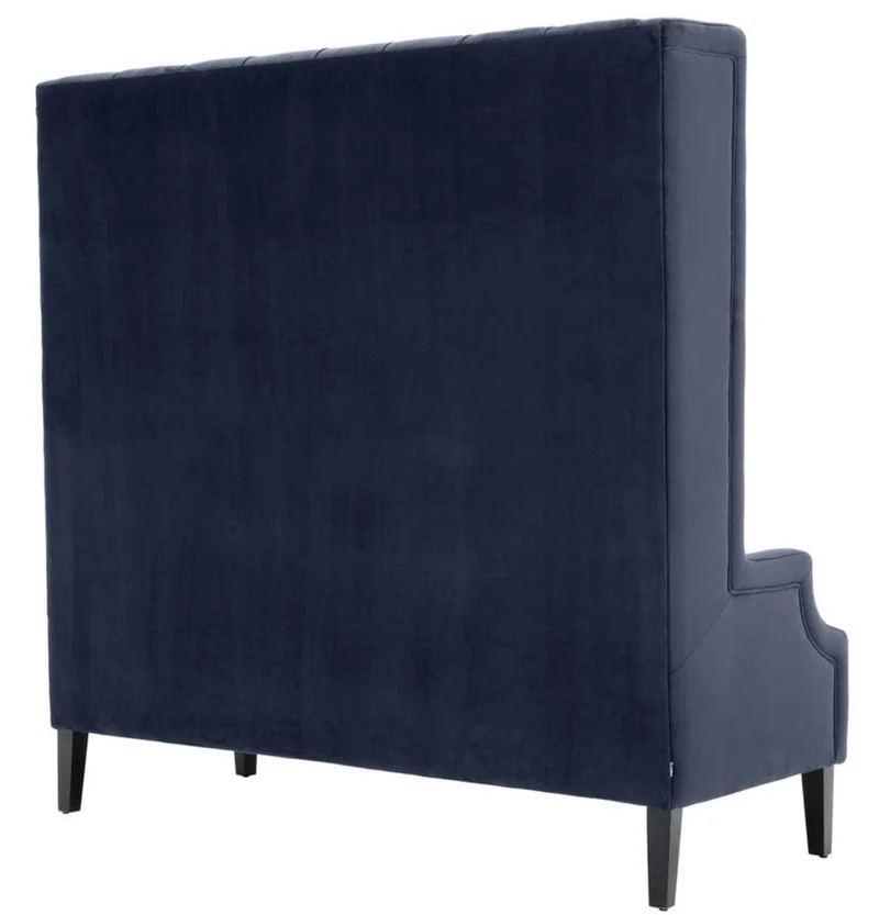 Casa Padrino Luxus Hochlehnsofa Mitternachtsblau / Schwarz 160 x 68 x H. 160 cm - Luxus Chesterfield Samtsofa