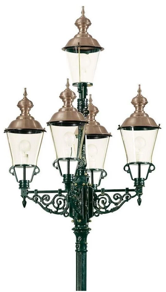 Casa Padrino Gartenlaterne Grün / Kupfer Ø 103 x H. 375 cm - Nostalgische Gartenlampe