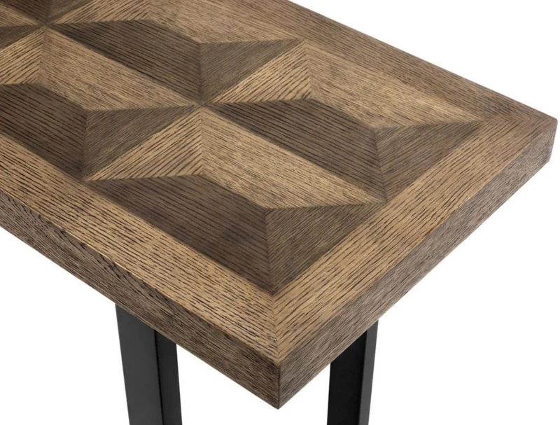 Casa Padrino Konsole Braun / Bronze 161 x 40 x H. 78 cm - Luxus Wohnzimmer Konsolentisch mit Eichenfurnier Platte