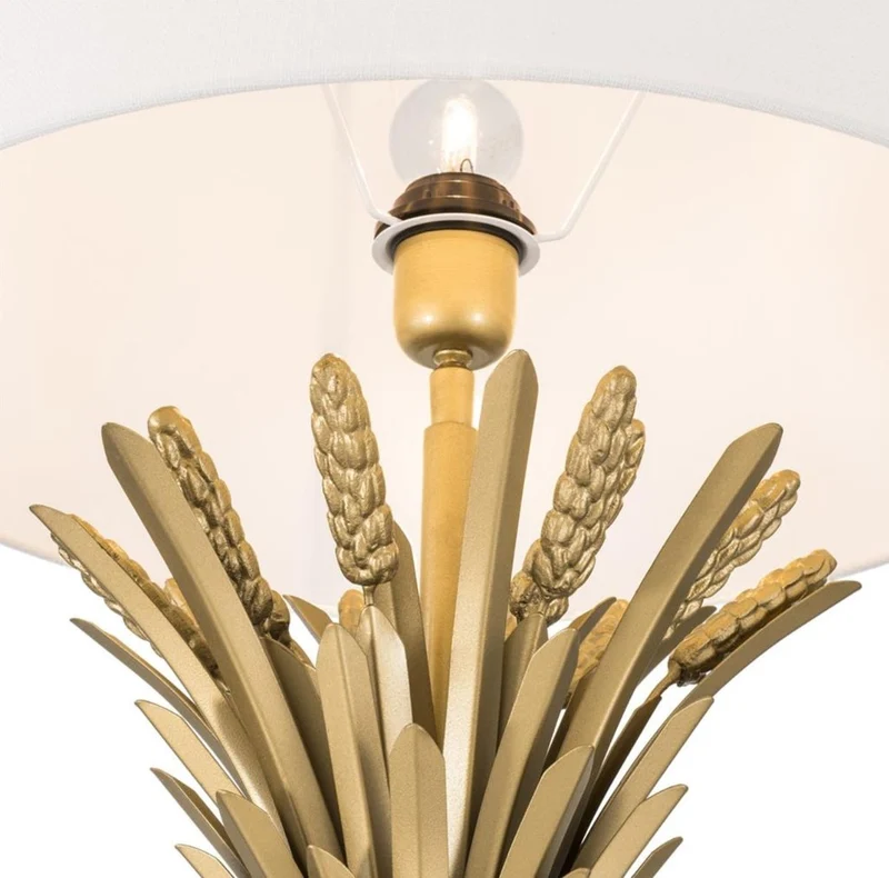 Casa Padrino Luxus Tischleuchte Antik Gold / Schwarz / Weiß Ø 45 x H. 85 cm - Designer Tischlampe mit Granitsockel & Lampenschirm