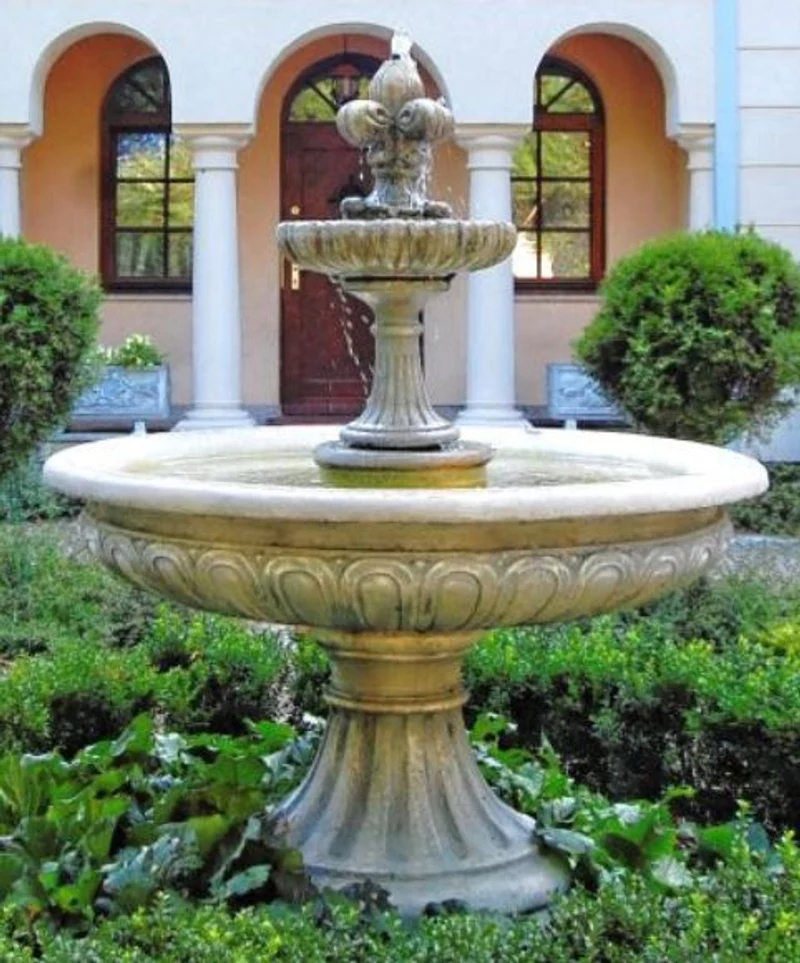 Casa Padrino Barock Gartenbrunnen / Springbrunnen Ø 150 x H. 190 cm - Gartendekoration im Barockstil