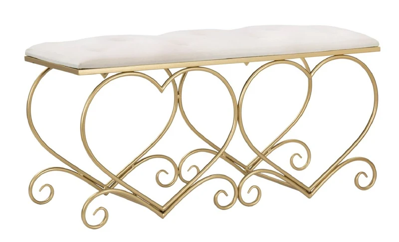 Casa Padrino Luxus Sitzbank Creme / Gold 105 cm - Wohnzimmer & Schlafzimmer Möbel