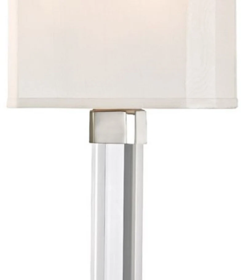 Casa Padrino Luxus Wandleuchte Silber / Weiß 22,9 x 10,2 x H. 54,6 cm - Moderne Wandlampe mit Kristallglas und Seiden Lampenschirm