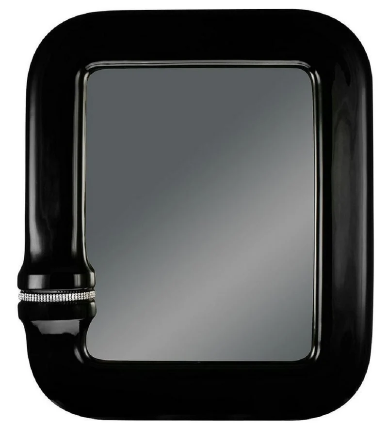 Casa Padrino Luxus Spiegel Schwarz 70 x 8 x H. 80 cm - Rechteckiger Keramik Wandspiegel mit Kristallglas Kette - Luxus Qualität