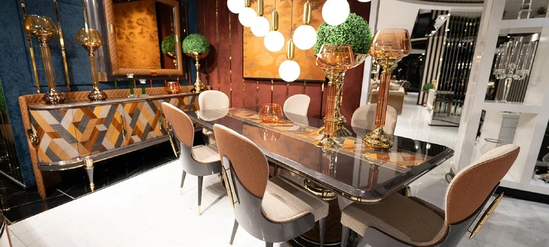 Casa Padrino Luxus Art Deco Esszimmer Set - Esstisch & 8 Stühle