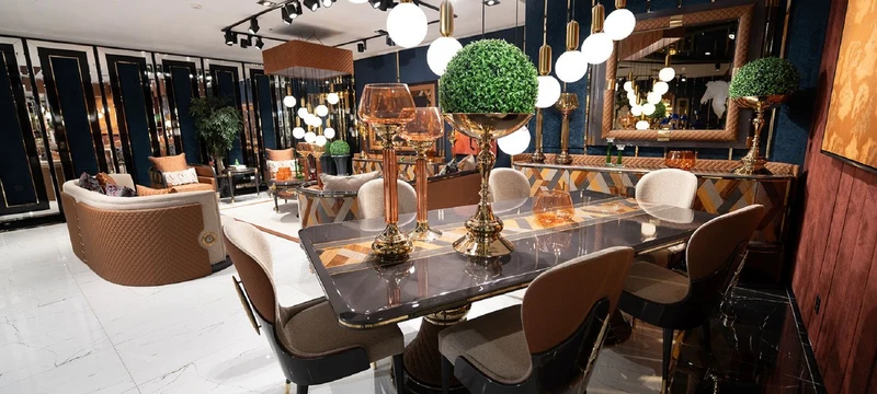 Casa Padrino Luxus Art Deco Esszimmer Set - Esstisch & 8 Stühle