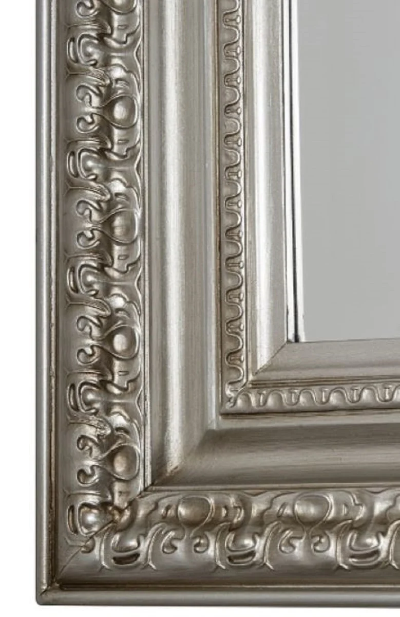 Casa Padrino Barock Wandspiegel Silber 72 x H. 162 cm - Handgefertigter Spiegel im Barockstil