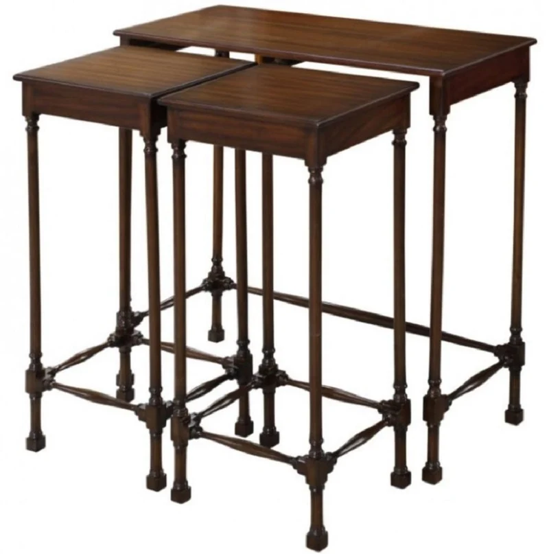 Casa Padrino Luxus Mahagoni Beistelltisch Set Dunkelbraun 67 x 28 x H. 70 cm - Luxus Möbel