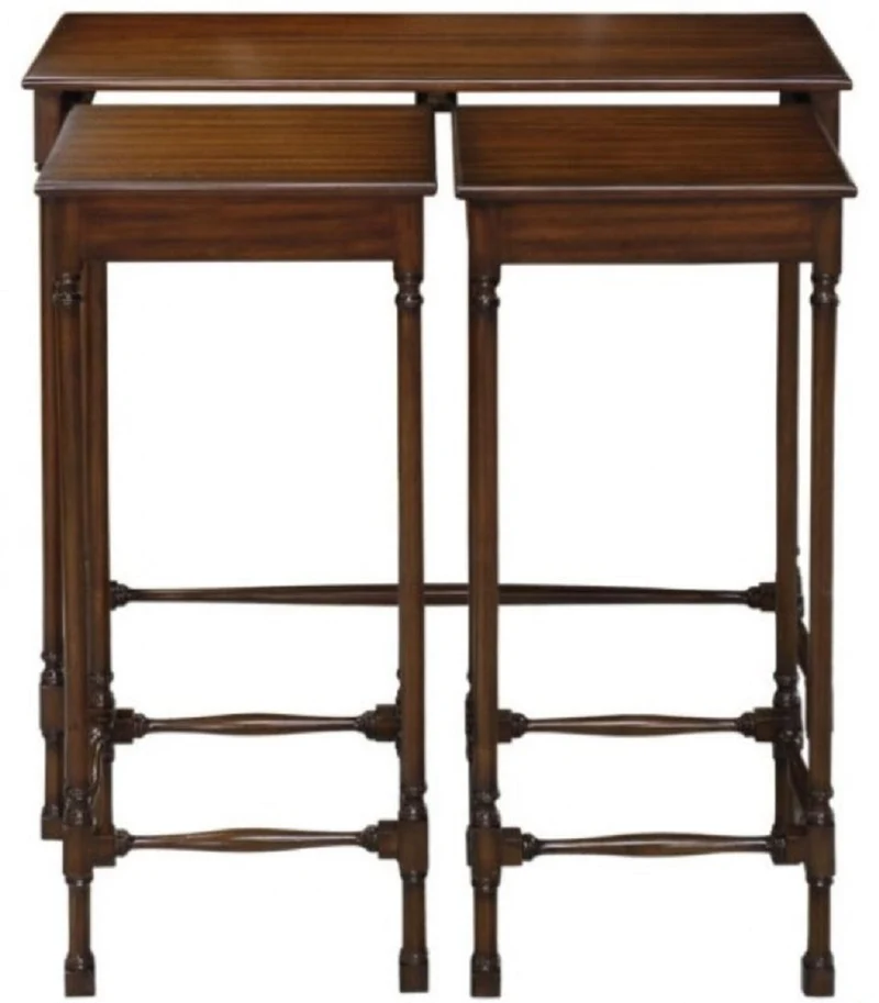 Casa Padrino Luxus Mahagoni Beistelltisch Set Dunkelbraun 67 x 28 x H. 70 cm - Luxus Möbel