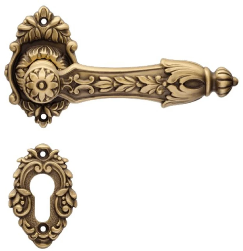 Casa Padrino Barock Türklinken Set Messing Patiniert 15,8 x H. 8,4 cm - Prunkvolle Türgriffe im Barockstil