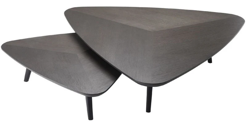 Casa Padrino Luxus Couchtisch Set Mokkafarben - 2 Massivholz Wohnzimmertische - Wohnzimmer Möbel - Luxus Qualität