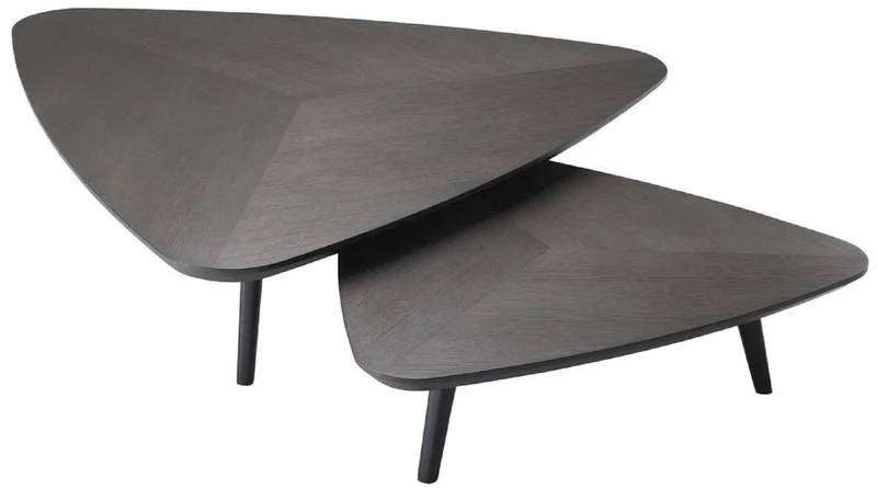Casa Padrino Luxus Couchtisch Set Mokkafarben - 2 Massivholz Wohnzimmertische - Wohnzimmer Möbel - Luxus Qualität