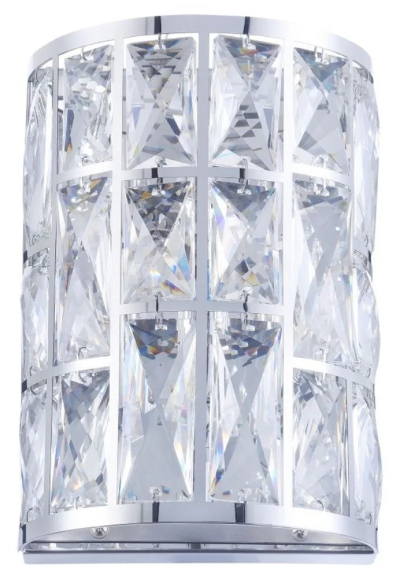 Casa Padrino Luxus Wandleuchte Silber 14,7 x 10 x H. 21,2 cm - Elegante Wandlampe mit Kristallglas