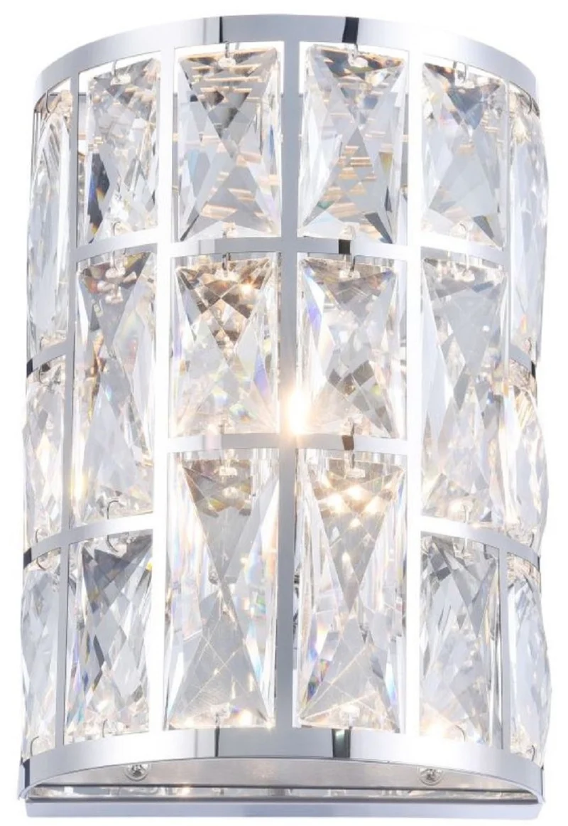 Casa Padrino Luxus Wandleuchte Silber 14,7 x 10 x H. 21,2 cm - Elegante Wandlampe mit Kristallglas