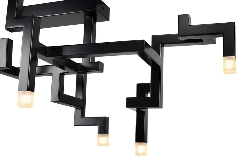 Casa Padrino Luxus Wohnzimmer Edelstahl LED Deckenleuchte Schwarz 73,5 x 30,5 x H. 31,5 cm - Pulverbeschichtete Designer Deckenlampe