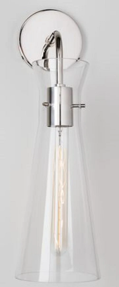 Casa Padrino Luxus Wandleuchte Silber 14 x 19,1 x H. 47 cm - Hotel & Restaurant Lampe