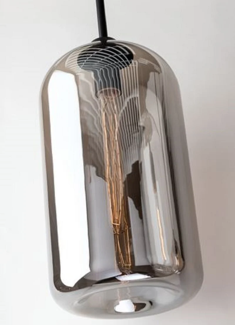 Casa Padrino Luxus Hängeleuchte Schwarz Ø 20,3 x H. 40 cm - Pendelleuchte mit rundem Glas Lampenschirm