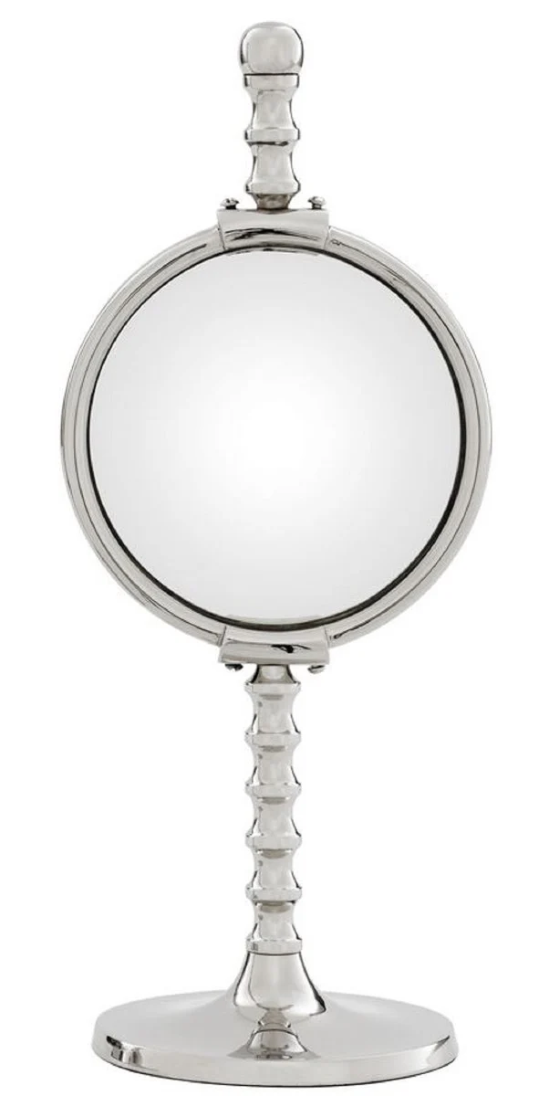 Casa Padrino Luxus Spiegel Set Silber - 2 Tischspiegel mit konvexem Spiegelglas - Deko Accessoires