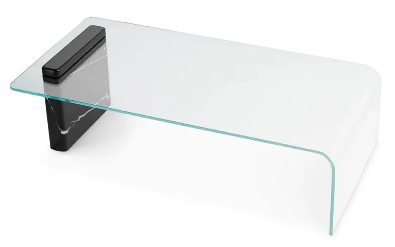 Casa Padrino Luxus Couchtisch mit Glasplatte Schwarz 133,5 cm - Luxus Möbel