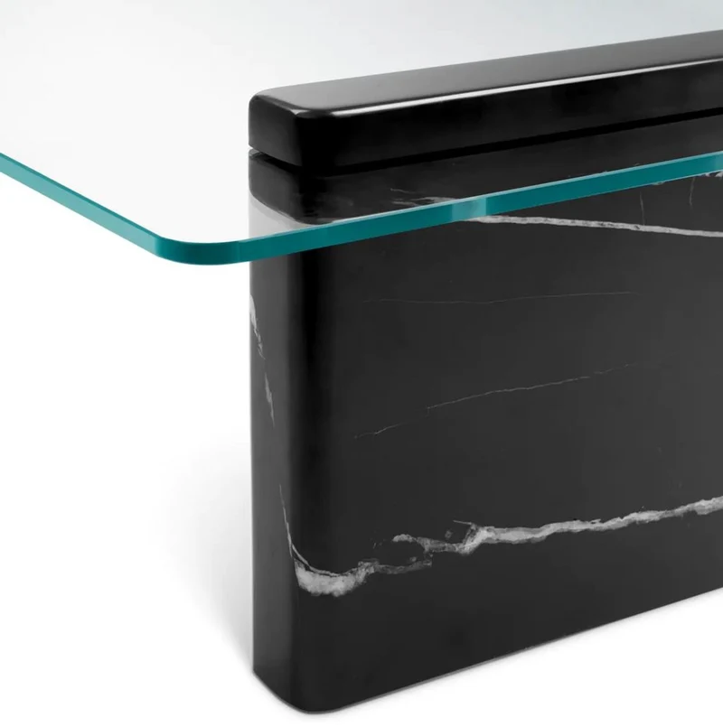 Casa Padrino Luxus Couchtisch mit Glasplatte Schwarz 133,5 cm - Luxus Möbel