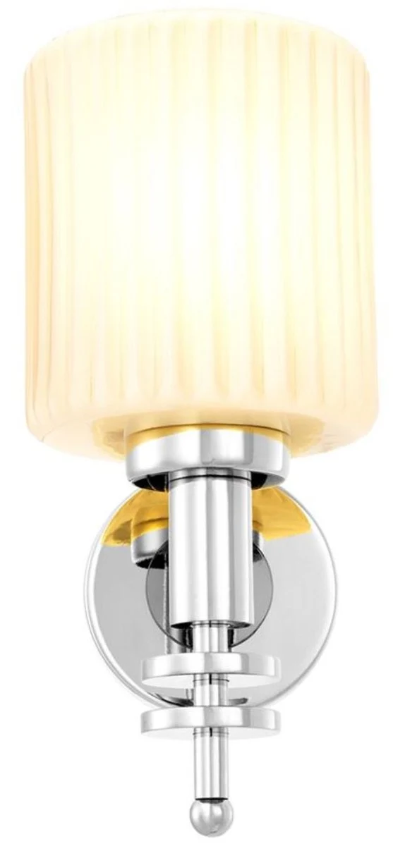 Casa Padrino Luxus Wandleuchte Silber / Vintage Weiß 13 x 18 x H. 28,5 cm - Hotel & Restaurant Wandlampe mit Glas Lampenschirm