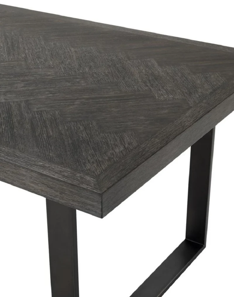 Casa Padrino Luxus Esstisch mit Eichenfurnier Tischplatte Schwarz / Bronze 230 x 100 x H. 75,5 cm - Luxus Esszimmermöbel