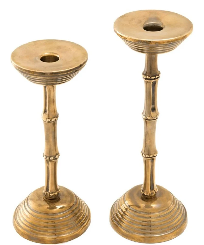 Casa Padrino Luxus Kerzenhalter Set Vintage Messingfarben - Hotel & Restaurant Deko Accessoires