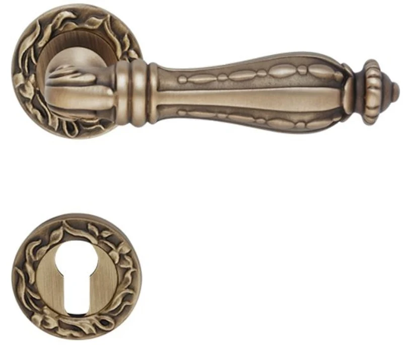 Casa Padrino Barock Türklinken Set Messing Patiniert 15,1 x H. 5,3 cm - Barockstil Möbel