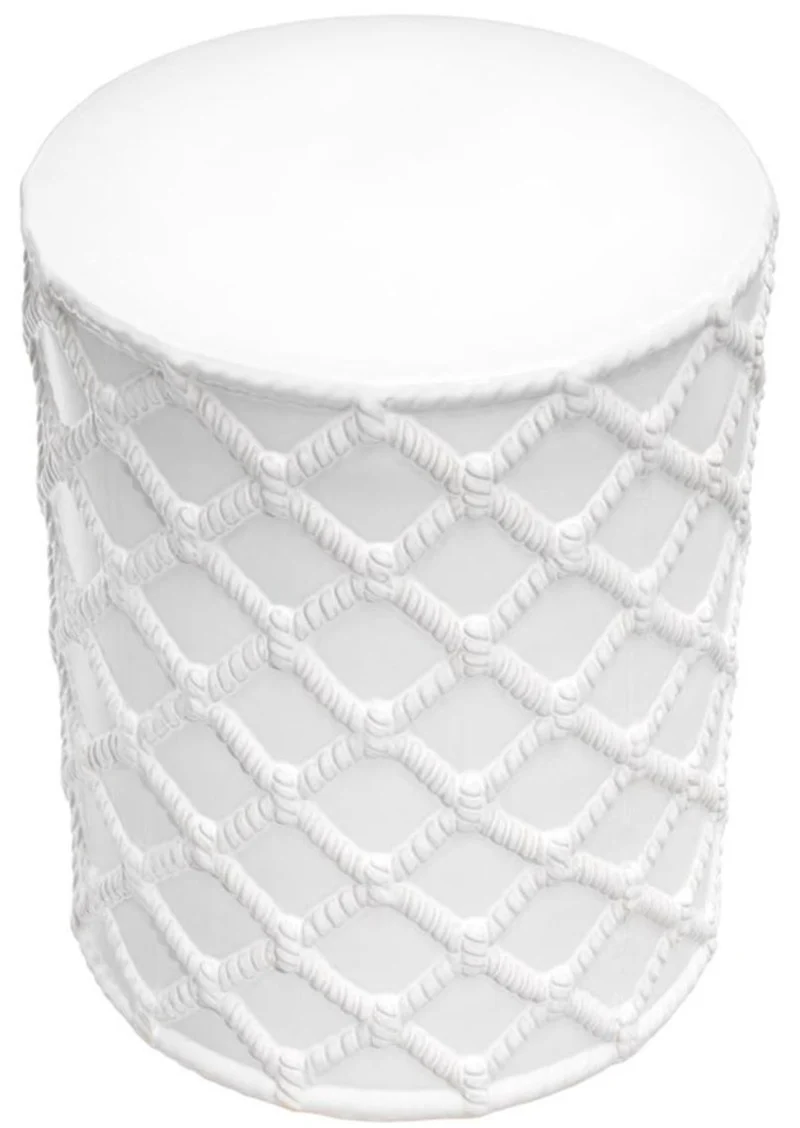 Casa Padrino Keramik Trommel Weiß Ø 36 x H. 45 cm - Designer Wohnzimmer Dekoration