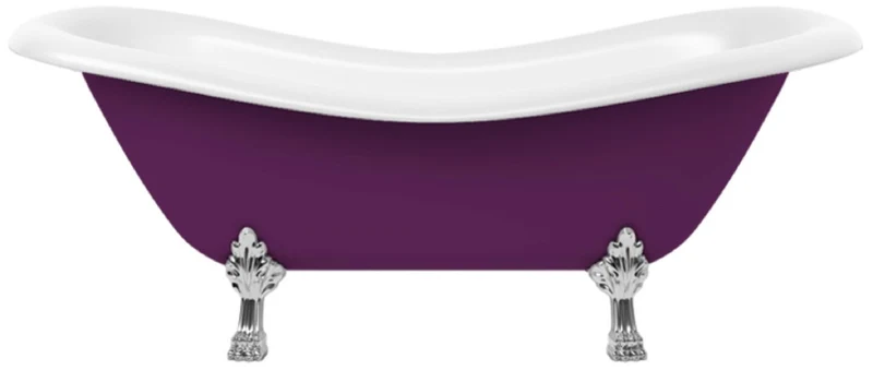 Casa Padrino Jugendstil Badewanne Lila / Weiß / Silber 188 cm - Freistehende Retro Stil Badewanne