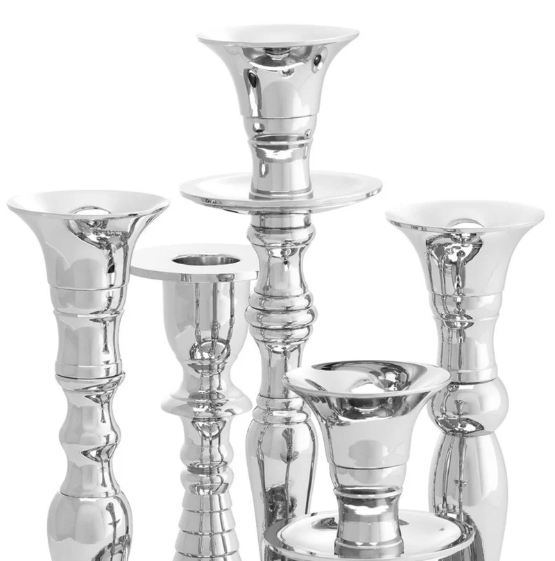 Casa Padrino Luxus Messing Kerzenhalter Silber Ø 22 x H. 23,5 cm - Hotel & Restaurant Accessoires