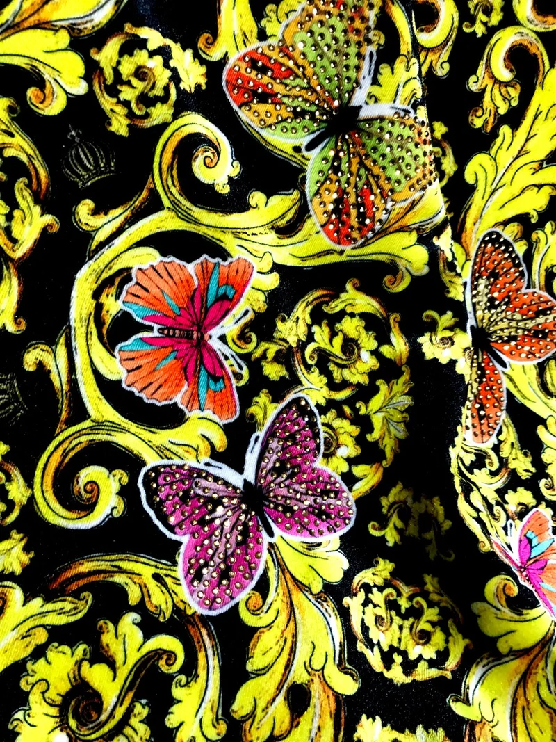Luxus Wohndecke Pompöös by Casa Padrino Barock Butterflies & Flowers von Harald Glööckler mit Glitzersteinen