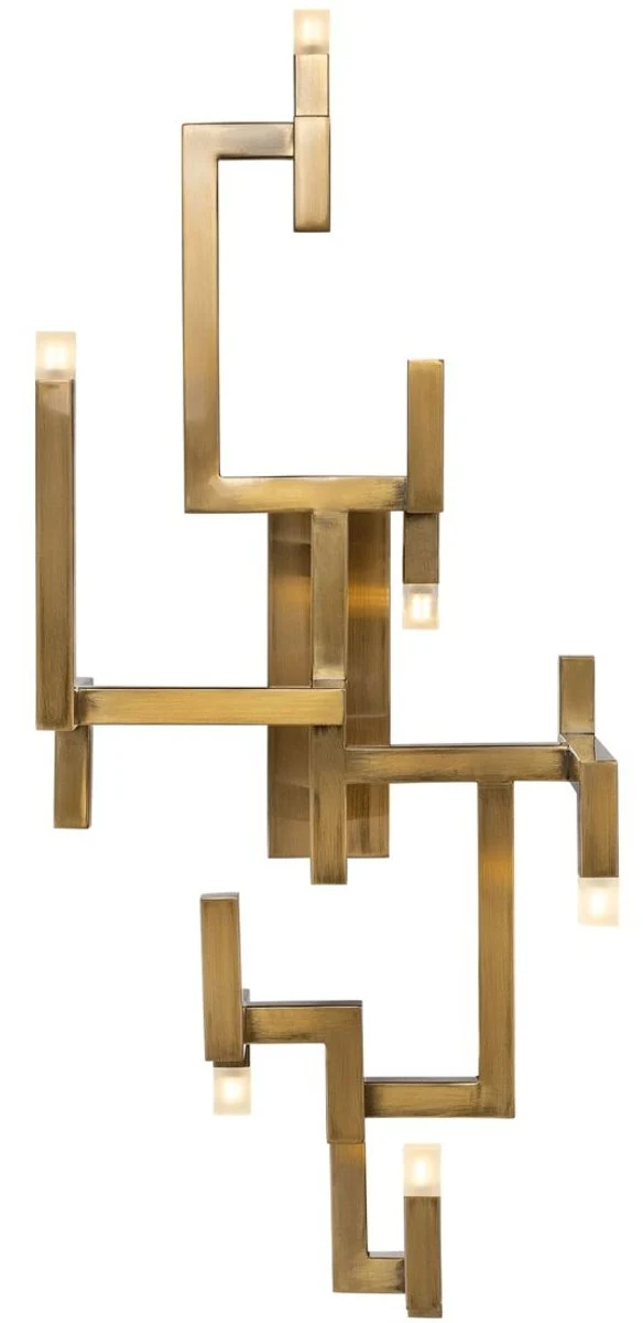 Casa Padrino Luxus Wohnzimmer Edelstahl LED Wandleuchte Gold 30,5 x 28,5 x H. 73,5 cm - Designer Wandlampe