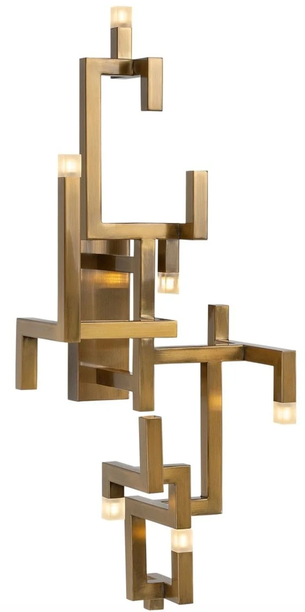 Casa Padrino Luxus Wohnzimmer Edelstahl LED Wandleuchte Gold 30,5 x 28,5 x H. 73,5 cm - Designer Wandlampe