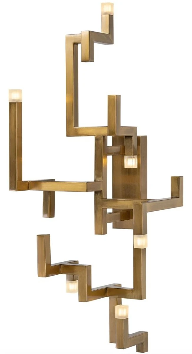 Casa Padrino Luxus Wohnzimmer Edelstahl LED Wandleuchte Gold 30,5 x 28,5 x H. 73,5 cm - Designer Wandlampe