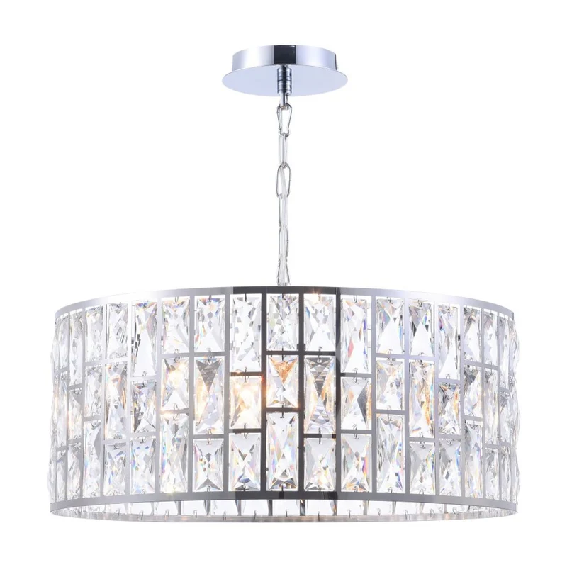 Casa Padrino Luxus Kronleuchter Silber Ø 50 x H. 21,2 cm - Eleganter Kronleuchter mit Kristallglas