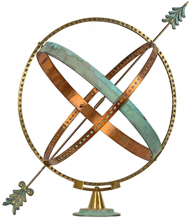 Casa Padrino Jugendstil Sonnenuhr Gold / Kupfer / Mintgrün Ø 50 x H. 60 cm - Handgefertigte Luxus Gartendeko