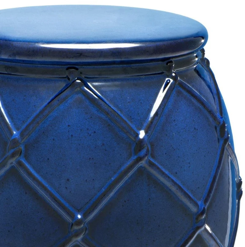 Casa Padrino Keramik Trommel Antik Blau Ø 35 x H. 46 cm - Luxus Kollektion
