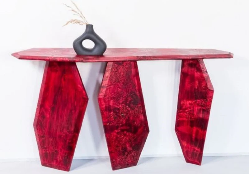 Casa Padrino Luxus Konsole Rot 154 x 40 x H. 80 cm - Holz Konsolentisch mit Maserung - Wohnzimmer Möbel - Hotel Möbel - Luxus Möbel - Luxus Einrichtung