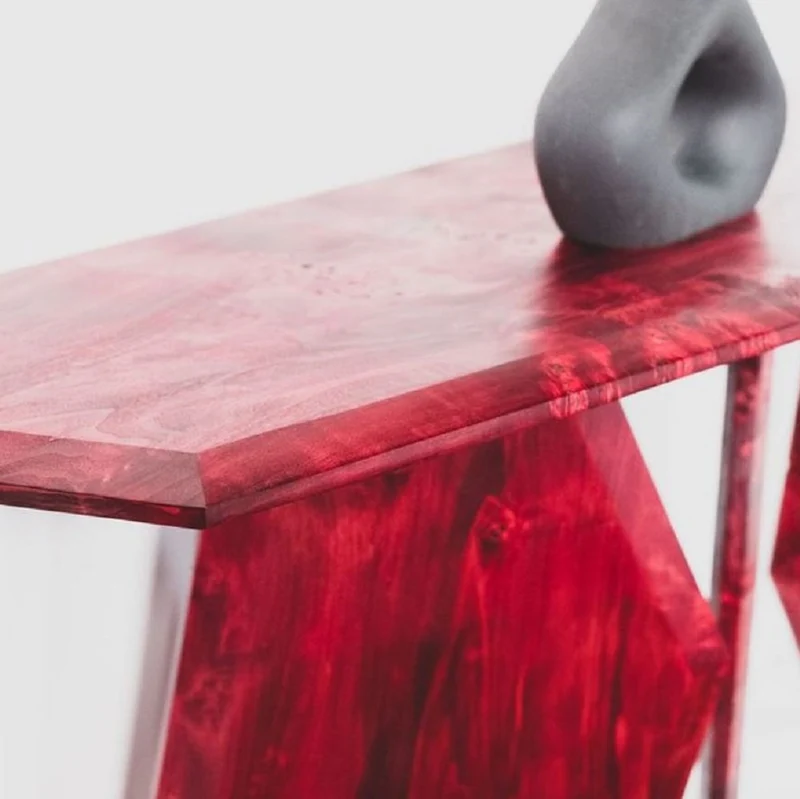 Casa Padrino Luxus Konsole Rot 154 x 40 x H. 80 cm - Holz Konsolentisch mit Maserung - Wohnzimmer Möbel - Hotel Möbel - Luxus Möbel - Luxus Einrichtung